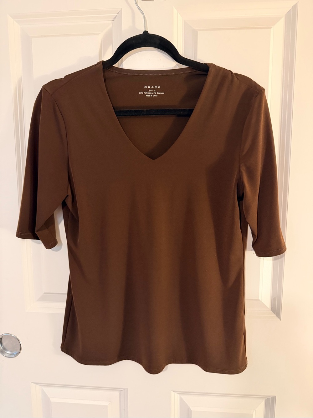 Grace chocolate V-Neck Women's Top